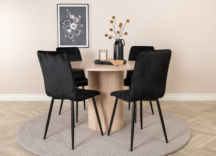 Venture Home Bianca & Windu Runda Matbord ⌀110 Whitewash + Matstolar 2-pack Svart