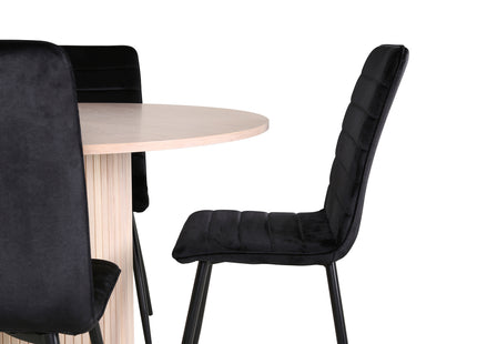 Venture Home Bianca & Windu Runda Matbord ⌀110 Whitewash + Matstolar 2-pack Svart