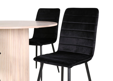 Venture Home Bianca & Windu Runda Matbord ⌀110 Whitewash + Matstolar 2-pack Svart