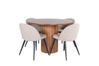 Venture Home Bianca & Velvet Runda Matbord ⌀110 Valnöt + Matstolar 2-pack Beige