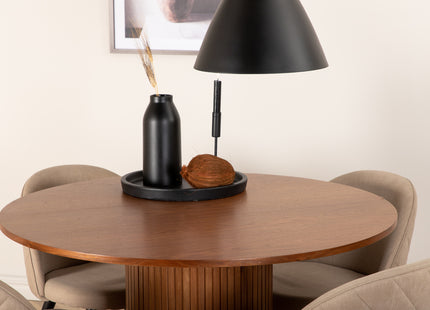 Venture Home Bianca & Velvet Runda Matbord ⌀110 Valnöt + Matstolar 2-pack Beige