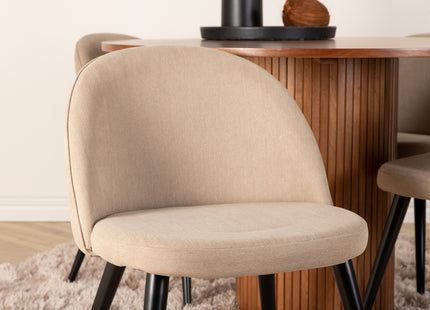 Venture Home Bianca & Velvet Runda Matbord ⌀110 Valnöt + Matstolar 2-pack Beige