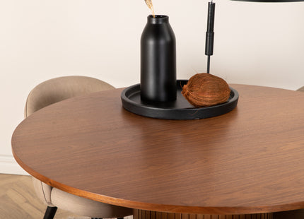 Venture Home Bianca & Velvet Runda Matbord ⌀110 Valnöt + Matstolar 2-pack Beige