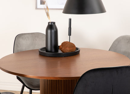 Venture Home Emma & Bianca Matstolar 2-pack Grå + Runda Matbord ⌀110 Valnöt