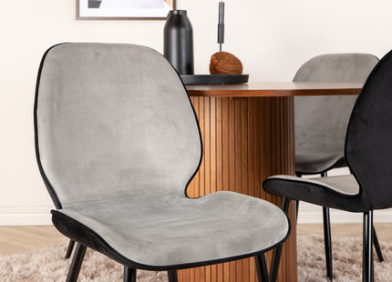 Venture Home Emma & Bianca Matstolar 2-pack Grå + Runda Matbord ⌀110 Valnöt