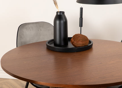 Venture Home Emma & Bianca Matstolar 2-pack Grå + Runda Matbord ⌀110 Valnöt