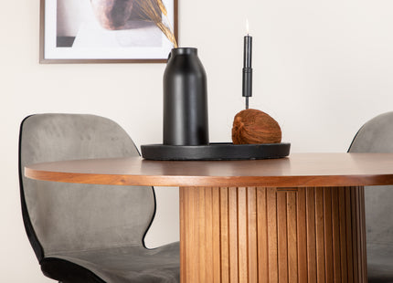 Venture Home Emma & Bianca Matstolar 2-pack Grå + Runda Matbord ⌀110 Valnöt