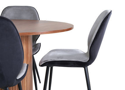 Venture Home Emma & Bianca Matstolar 2-pack Grå + Runda Matbord ⌀110 Valnöt