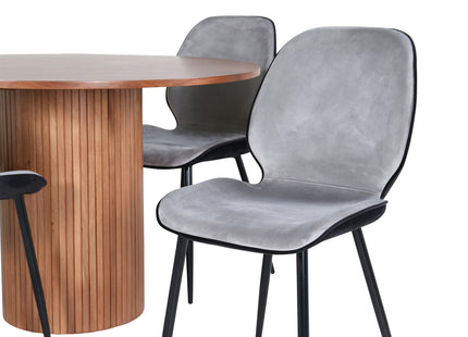 Venture Home Emma & Bianca Matstolar 2-pack Grå + Runda Matbord ⌀110 Valnöt