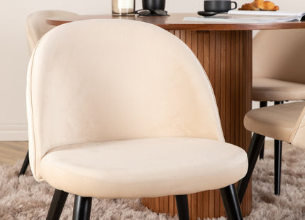 Venture Home Bianca & Velvet Runda Matbord ⌀110 Valnöt + Matstolar 2-pack Beige
