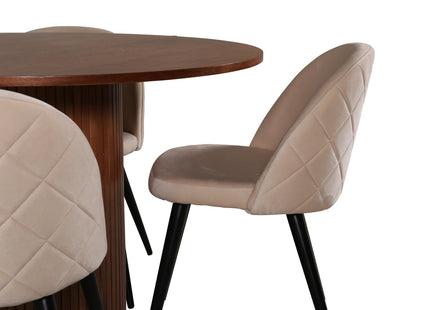 Venture Home Bianca & Velvet Runda Matbord ⌀110 Valnöt + Matstolar 2-pack Beige