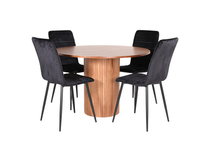 Venture Home Bianca & Windu Runda Matbord ⌀110 Valnöt + Matstolar 2-pack Svart