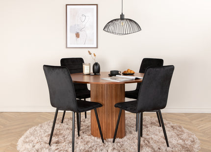 Venture Home Bianca & Windu Runda Matbord ⌀110 Valnöt + Matstolar 2-pack Svart