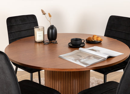 Venture Home Bianca & Windu Runda Matbord ⌀110 Valnöt + Matstolar 2-pack Svart