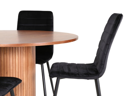 Venture Home Bianca & Windu Runda Matbord ⌀110 Valnöt + Matstolar 2-pack Svart