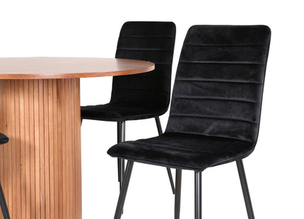 Venture Home Bianca & Windu Runda Matbord ⌀110 Valnöt + Matstolar 2-pack Svart