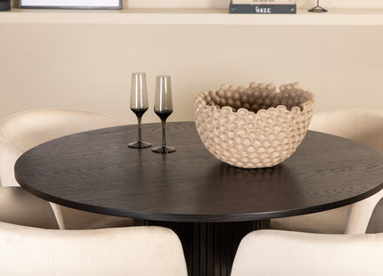 Venture Home Berit & Bianca Matstolar Beige + Runda Matbord ⌀110 Svart