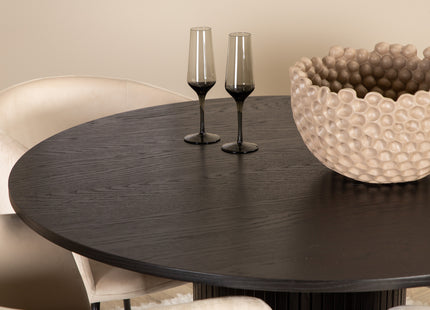 Venture Home Berit & Bianca Matstolar Beige + Runda Matbord ⌀110 Svart