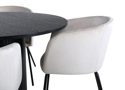 Venture Home Berit & Bianca Matstolar Beige + Runda Matbord ⌀110 Svart