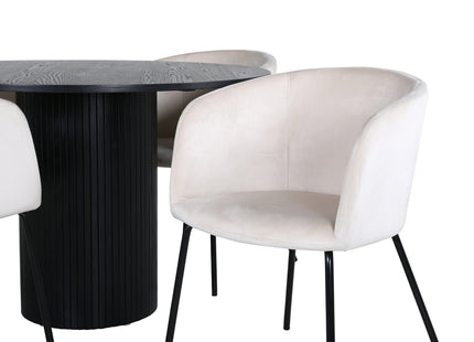 Venture Home Berit & Bianca Matstolar Beige + Runda Matbord ⌀110 Svart