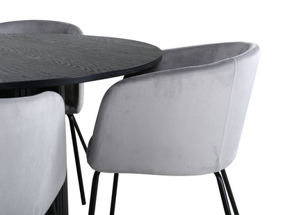 Venture Home Berit & Bianca Matstolar Grå + Runda Matbord ⌀110 Svart