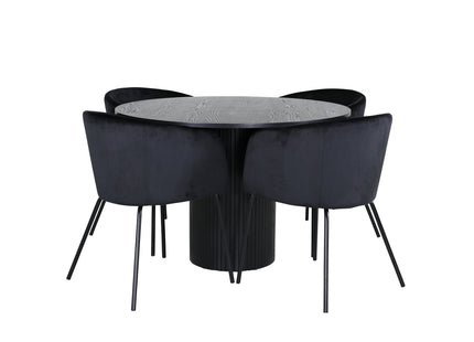 Venture Home Berit & Bianca Matstolar Svart + Runda Matbord ⌀110 Svart