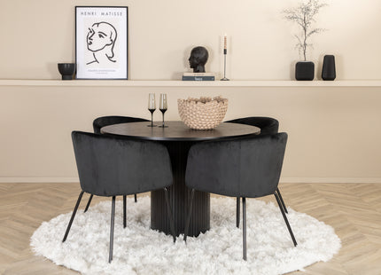 Venture Home Berit & Bianca Matstolar Svart + Runda Matbord ⌀110 Svart