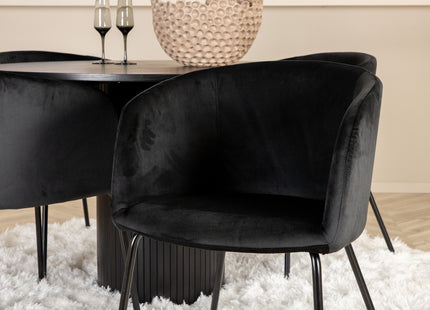 Venture Home Berit & Bianca Matstolar Svart + Runda Matbord ⌀110 Svart