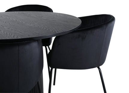 Venture Home Berit & Bianca Matstolar Svart + Runda Matbord ⌀110 Svart