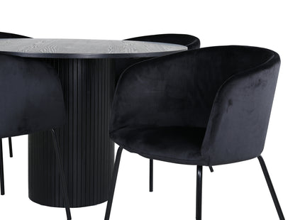 Venture Home Berit & Bianca Matstolar Svart + Runda Matbord ⌀110 Svart