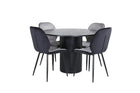 Venture Home Emma & Bianca Matstolar 2-pack Grå + Runda Matbord ⌀110 Svart
