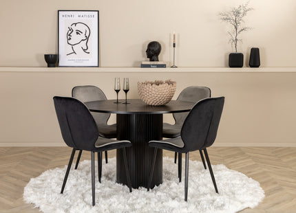 Venture Home Emma & Bianca Matstolar 2-pack Grå + Runda Matbord ⌀110 Svart