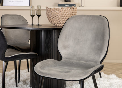 Venture Home Emma & Bianca Matstolar 2-pack Grå + Runda Matbord ⌀110 Svart