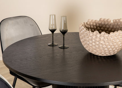 Venture Home Emma & Bianca Matstolar 2-pack Grå + Runda Matbord ⌀110 Svart