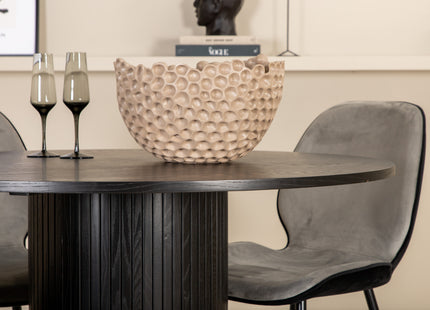 Venture Home Emma & Bianca Matstolar 2-pack Grå + Runda Matbord ⌀110 Svart