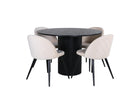 Venture Home Bianca & Velvet Runda Matbord ⌀110 Svart + Matstolar 2-pack Beige