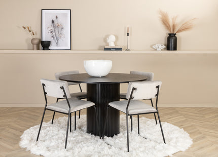 Venture Home Kenth & Bianca Matstolar 2-pack Grå + Runda Matbord ⌀110 Svart