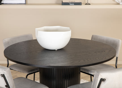 Venture Home Kenth & Bianca Matstolar 2-pack Grå + Runda Matbord ⌀110 Svart
