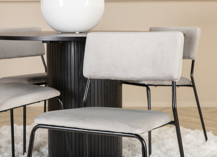 Venture Home Kenth & Bianca Matstolar 2-pack Grå + Runda Matbord ⌀110 Svart