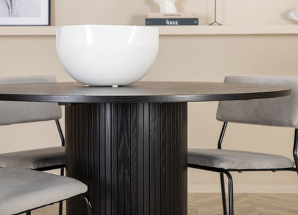 Venture Home Kenth & Bianca Matstolar 2-pack Grå + Runda Matbord ⌀110 Svart