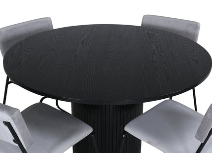 Venture Home Kenth & Bianca Matstolar 2-pack Grå + Runda Matbord ⌀110 Svart