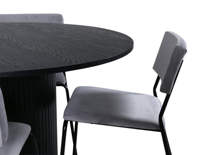 Venture Home Kenth & Bianca Matstolar 2-pack Grå + Runda Matbord ⌀110 Svart