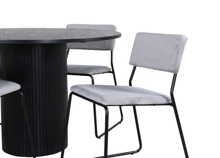 Venture Home Kenth & Bianca Matstolar 2-pack Grå + Runda Matbord ⌀110 Svart