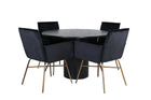 Venture Home Petra & Bianca Matstolar Svart + Runda Matbord ⌀110 Svart