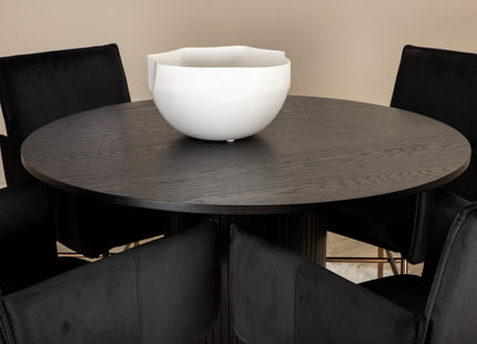 Venture Home Petra & Bianca Matstolar Svart + Runda Matbord ⌀110 Svart