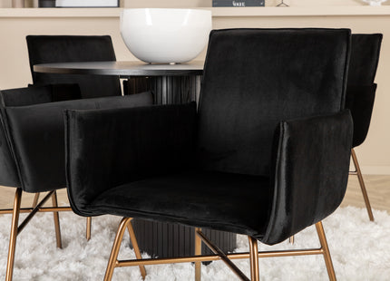 Venture Home Petra & Bianca Matstolar Svart + Runda Matbord ⌀110 Svart