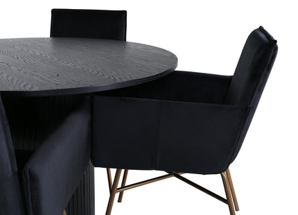 Venture Home Petra & Bianca Matstolar Svart + Runda Matbord ⌀110 Svart