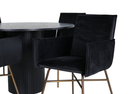 Venture Home Petra & Bianca Matstolar Svart + Runda Matbord ⌀110 Svart