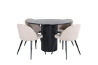 Venture Home Bianca & Velvet Runda Matbord ⌀110 Svart + Matstolar 2-pack Beige