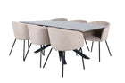 Venture Home Berit & Piazza Matstolar Beige + Rektangulära Matbord 180 x 90 Svart